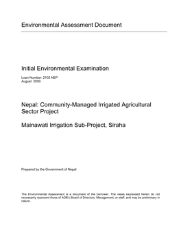 Environmental Assessment Document Initial Environmental Examination