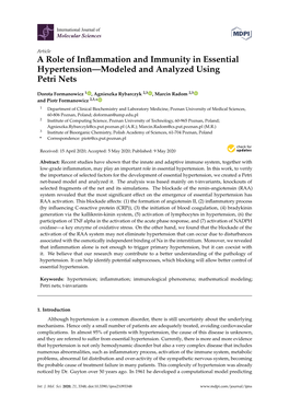 A Role of Inflammation and Immunity in Essential Hypertension—Modeled and Analyzed Using Petri Nets