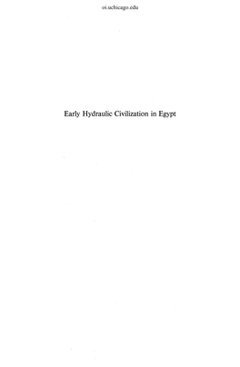 Early Hydraulic Civilization in Egypt Oi.Uchicago.Edu