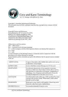 Terminology Used in Caving