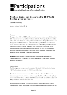 Numbers That Count: Measuring the BBC World Service Global Audience