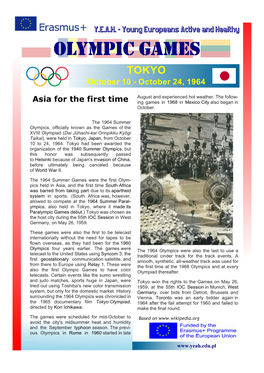 OLYMPIC GAMES TOKYO October 10 - October 24, 1964