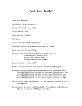 Faculty Report Template