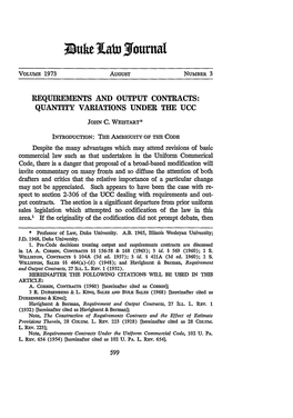 Requirements and Output Contracts: Quantity Variations Under the Ucc