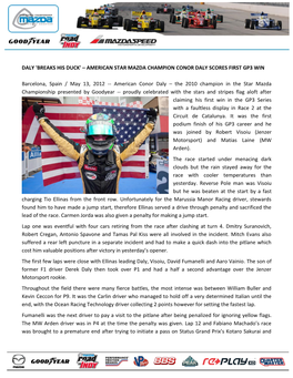 Daly 'Breaks His Duck' – American Star Mazda Champion Conor Daly Scores First Gp3 Win