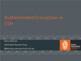 Authenticated Encryption in SSH