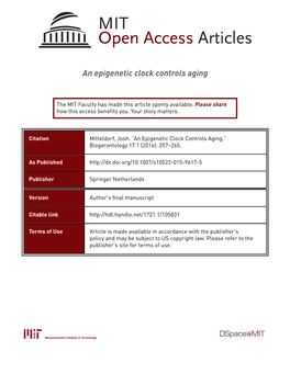 An Epigenetic Clock Controls Aging