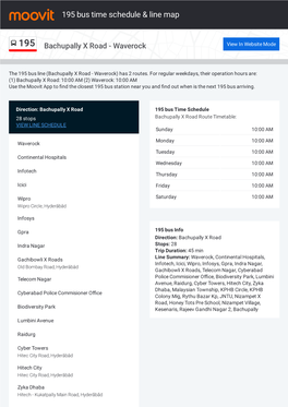 195 Bus Time Schedule & Line Route