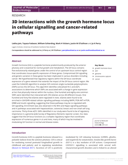 3D Interactions with the Growth Hormone Locus in Cellular Signalling and Cancer-Related Pathways