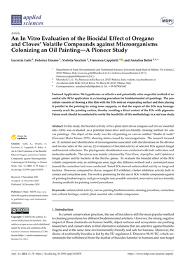 An in Vitro Evaluation of the Biocidal Effect of Oregano and Cloves’ Volatile Compounds Against Microorganisms Colonizing an Oil Painting—A Pioneer Study