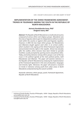 Implementation of the Ohrid Framework Agreement…