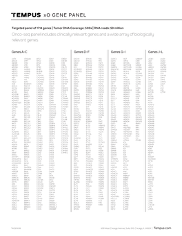 Xo GENE PANEL