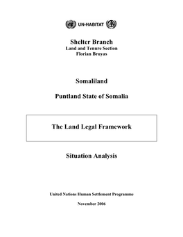 Puntland and Somaliland: the Land Legal Framework