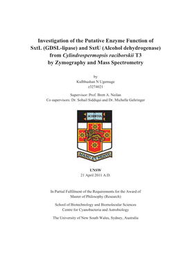 Alcohol Dehydrogenase) from Cylindrospermopsis Raciborskii T3 by Zymography and Mass Spectrometry