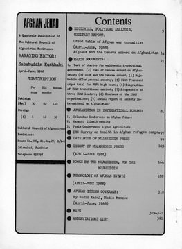 Contents EDITORIAL, POLITICAL ANALYSIS, 3 a Quarterly Publication of MILITARY REPORT