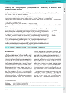 AR TICLE Diversity of Chroogomphus (Gomphidiaceae, Boletales)