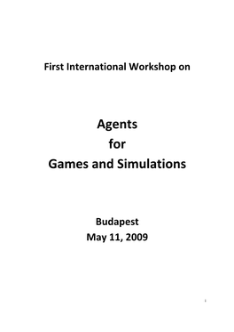 Agents for Games and Simulations