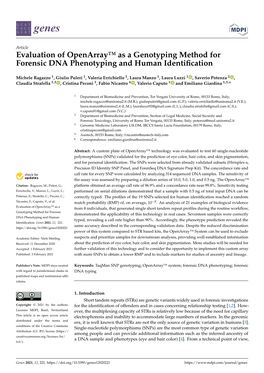Evaluation of Openarray™ As a Genotyping Method for Forensic DNA Phenotyping and Human Identiﬁcation
