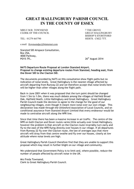 Great Hallingbury Parish Council Response to the NATS Stansted
