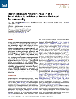 Identification and Characterization of a Small Molecule Inhibitor of Formin