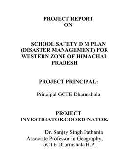 Project Report on School Safety Dm Plan