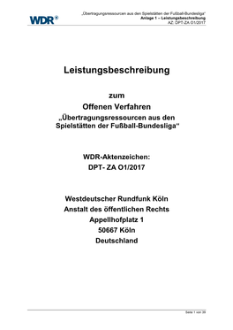 Anlage 1 – Leistungsbeschreibung AZ: DPT-ZA O1/2017