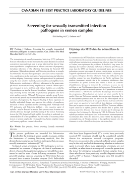 Screening for Sexually Transmitted Infection Pathogens in Semen Samples