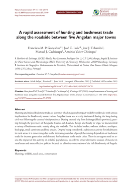 A Rapid Assessment of Hunting and Bushmeat Trade Along the Roadside Between Five Angolan Major Towns