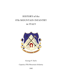 HISTORY of the 87Th MOUNTAIN INFANTRY in ITALY