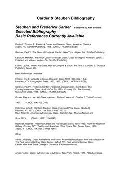 Carder & Steuben Bibliography Steuben and Frederick Carder