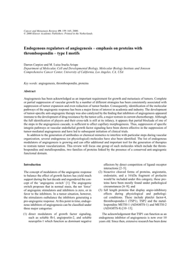 Endogenous Regulators of Angiogenesis &#X2013