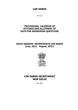 Lok Sabha Secretariat New Delhi