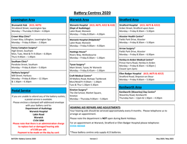 Battery Centres 2020 Leamington Area Warwick Area Stratford Area