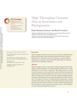 High-Throughput Genomic Data in Systematics and Phylogenetics