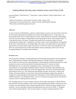 Endosymbiont Diversity and Evolution Across Weevil Tree of Life