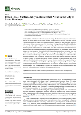 Urban Forest Sustainability in Residential Areas in the City of Santo Domingo