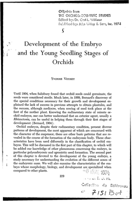 Development of the Embryo and the Young Seedling Stages of Orchids