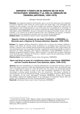 Ensidesa Y La Jira Al Embalse De Trasona (Asturias, 1958-1975)