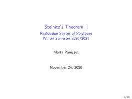 Steinitz's Theorem, I