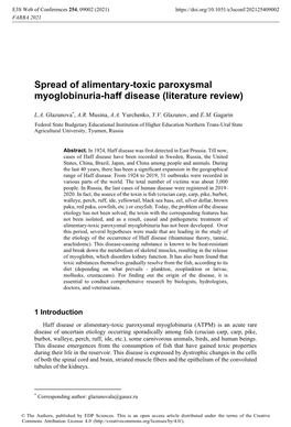 Spread of Alimentary-Toxic Paroxysmal Myoglobinuria-Haff Disease (Literature Review)