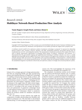 Research Article Multilayer Network-Based Production Flow Analysis