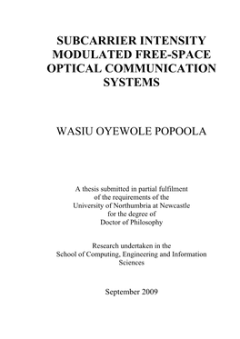 Subcarrier Intensity Modulated Free-Space Optical Communication Systems