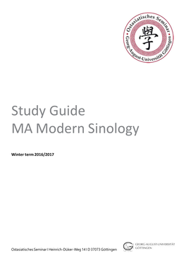 Study Guide MA Modern Sinology Zentraldokument 161005 MD