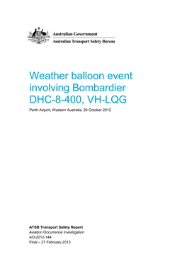 Weather Balloon Event Involving Bombardier DHC-8-400, VH-LQG