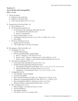 Session 13: Seven Bowls and Armageddon (Rev. 15-16) I