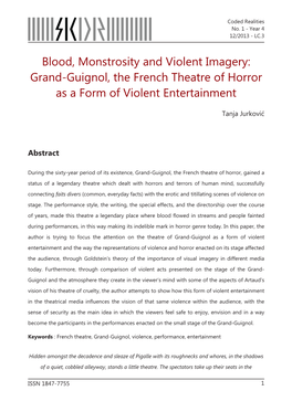 Grand-Guignol, the French Theatre of Horror As a Form of Violent Entertainment