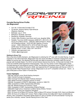 Corvette Racing Driver Profile: Jan Magnussen