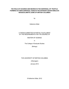 Forming Ectomycorrhizal Fungi in the Interior Cedar-Hemlock Biogeoclimatic Zone of British Columbia