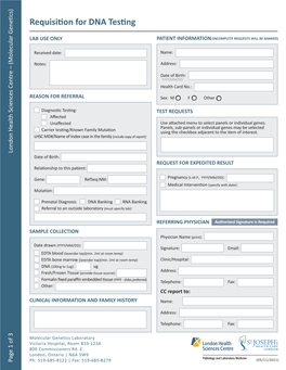 Requisition for DNA Testing