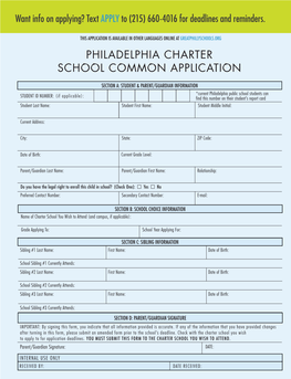 Philadelphia Charter School Common Application